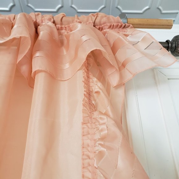 Priscilla Panel 133W x 83L Attached Valance Tie Backs Rod Pocket Orange Vintage - Picture 7 of 10